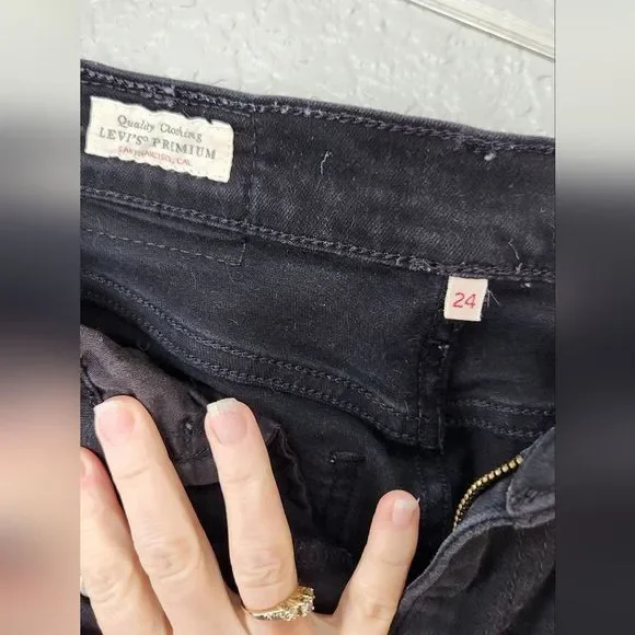 Levi's Black Ribcage Straight Ankle Women's Jeans, Raw Hem,‎ Size 24 - Picture 2 of 7